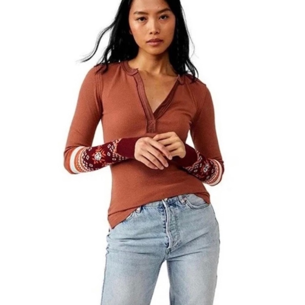 NWT Free People Mikah Layering Thermal Cuff Top sz large